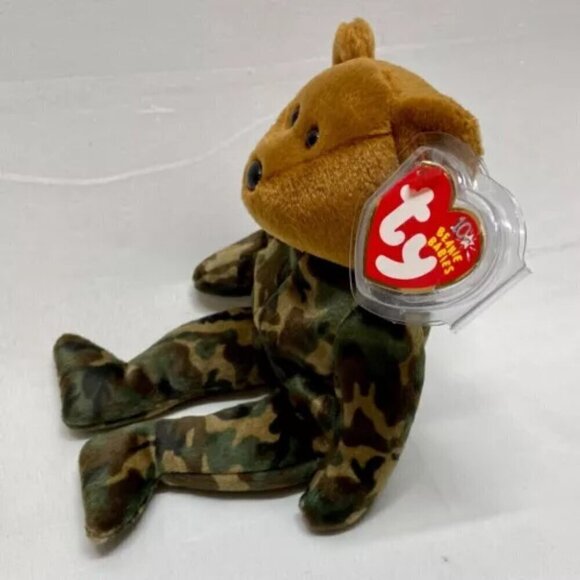 Ty Beanie Baby Hero 40012 USA Flag Camouflage Soldier 2003 Plush Teddy Bear - Picture 2 of 10